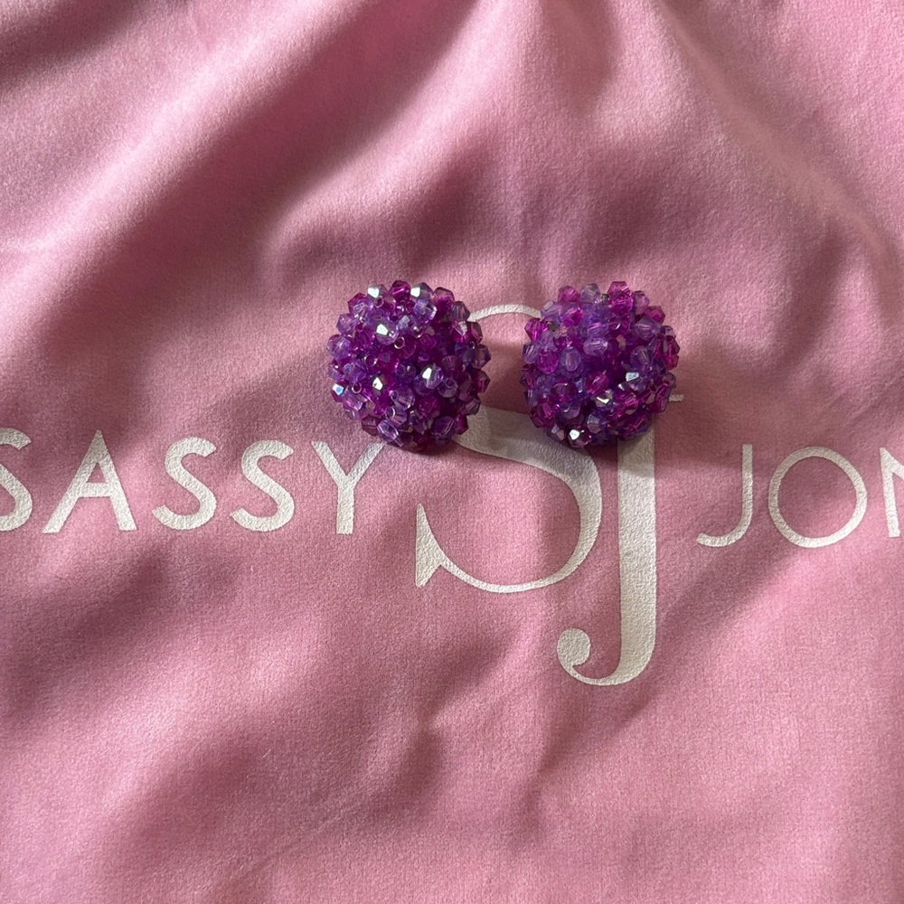 Sassy Jones Vibrant Purple Cluster Earrings